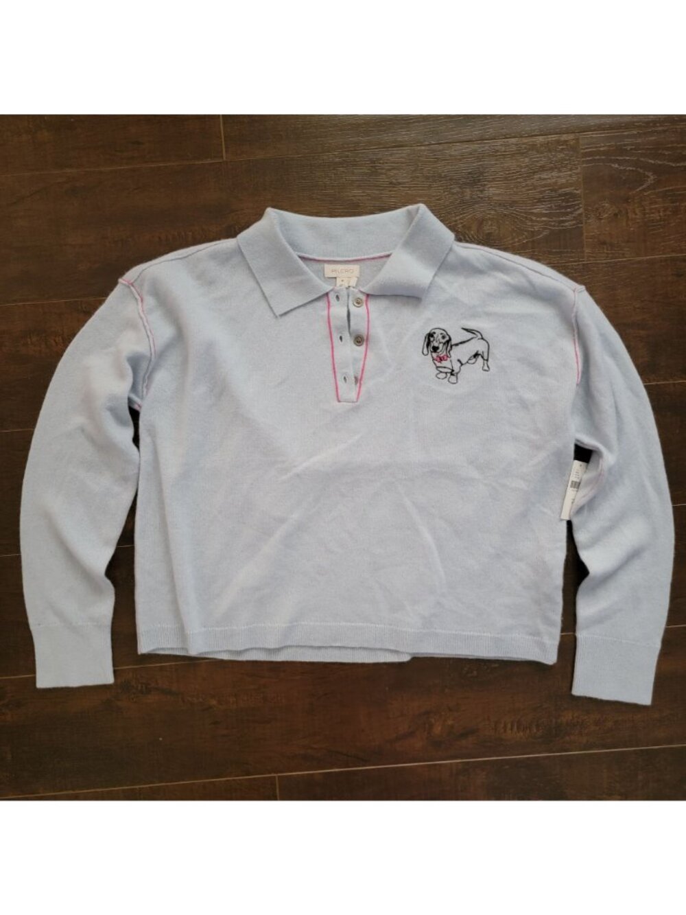 Anthropologie The Jensen Cashmere Polo Sweater Dog Preppy Old Money Women M - Picture 2 of 7